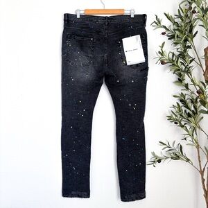 Purple Jeans Stylish Black Speckled Splash Men's Jeans 36